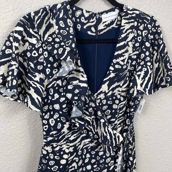 NWT Rebecca Vallance Flores Wrap effect Ruffled Printed Crepe Mini Dress 4 - Picture 4 of 14